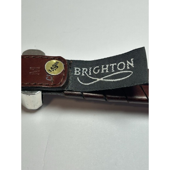 Brighton Braided‎ Leather Belt Silver Conchos Women's Medium Brown - Picture 6 of 7
